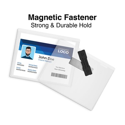 Staples Magnetic Name Badge Holder Kit, 3" x 4", Vinyl, Clear, 20/Pack (51927)