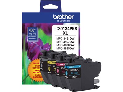 Brother LC30134PKS XL Black/Cyan/Magenta/Yellow High Yield Ink Cartridges, 4/Pack