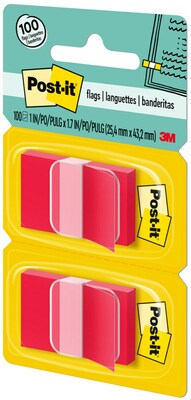 Post-it Flags, 1" Wide, Red, 100 Flags/Pack (680-RD2)