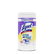 Lysol Dual Action Disinfecting Wipes, Citrus Scent, 75 Wipes/Canister, 6 Canisters/Carton (192008170