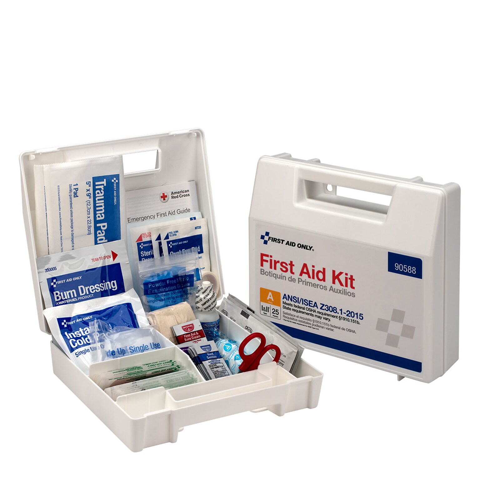 First Aid Only First Aid Kits, 89 Pieces, 25 People, White (90588)