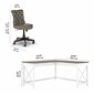 Bush Furniture Key West 60" L-Shaped Desk with Mid-Back Tufted Office Chair, Shiplap Gray/Pure White (KWS045G2W)