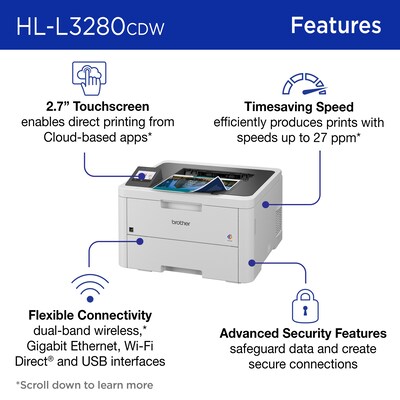Brother HL-L3280CDW Wireless Compact Digital Color Printer, Laser Quality Output, Refresh Subscripti