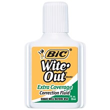 BIC Wite-Out Extra Coverage Correction Fluid, 20 ml., White, 12/Pack (WOFEC12WE)