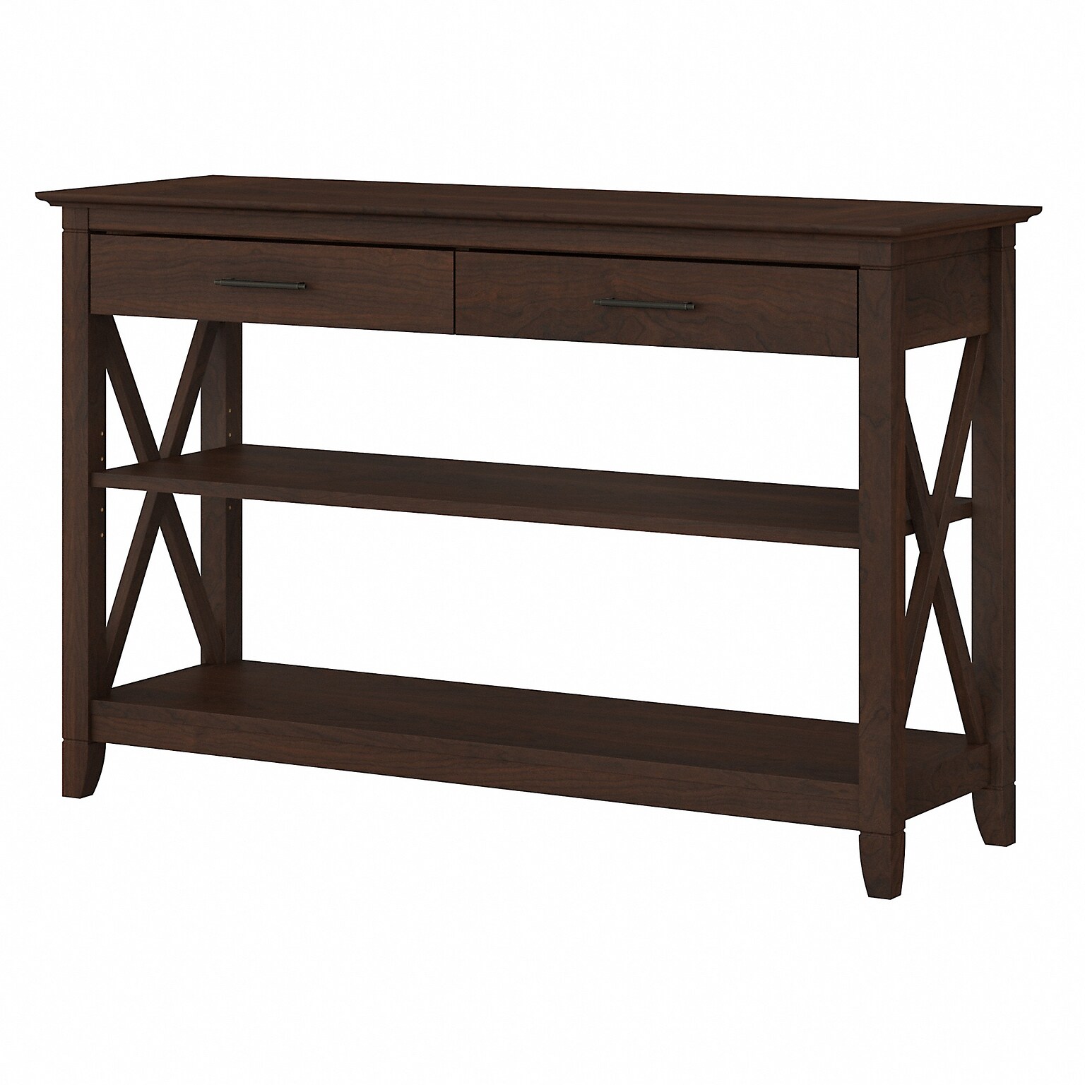 Bush Furniture Key West 47 x 16 Console Table with Drawers and Shelves, Bing Cherry (KWT248BC-03)