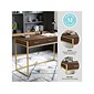 Martha Stewart Ollie 47"W Home Office Desk with 3 Drawers, Walnut/Polished Brass (ZGZP028BRGLD)