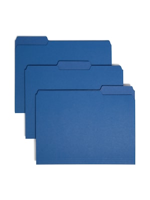 Smead File Folder, 3 Tab, Letter Size, Navy, 100/Box (10279)