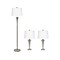 Lalia Home Perennial 62/27.25 Brushed Nickel Three-Piece Floor/Table Lamp Set with Tapered Shades