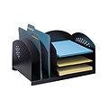 Safco Combination 6-Compartment Steel Desk Rack, Black (3167BL)