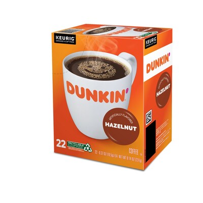 Dunkin' Hazelnut Coffee, Medium Roast, 0.37 oz. Keurig® K-Cup® Pods, 22/Box (400848)