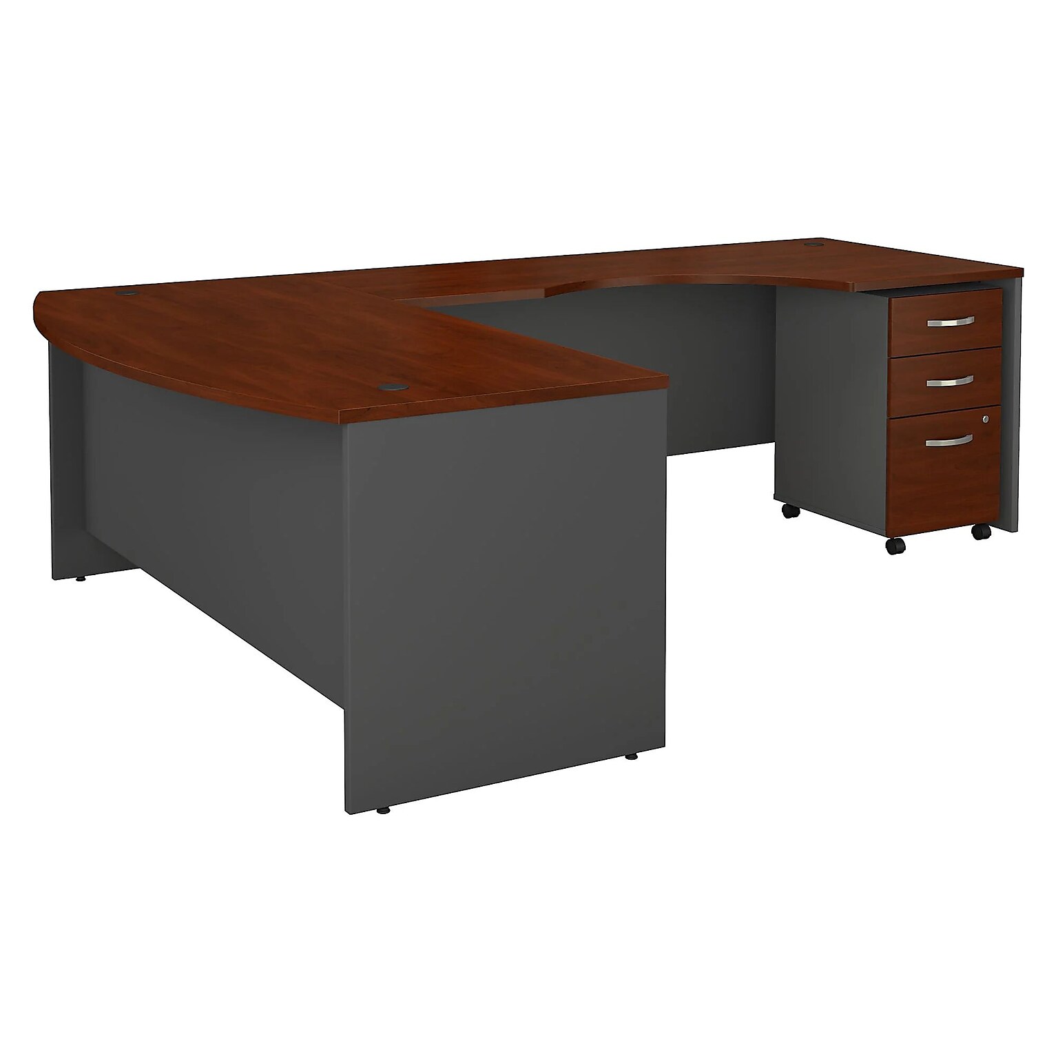 Bush Business Furniture Components 72W L Shaped Desk with Right Handed Return and 3 Drw File Cabinet, Hansen Cherry (BDL003HCR)