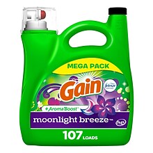 Gain + Aroma Boost HE Liquid Laundry Detergent, Moonlight Breeze Scent, 107 Loads, 154 fl oz. (77196