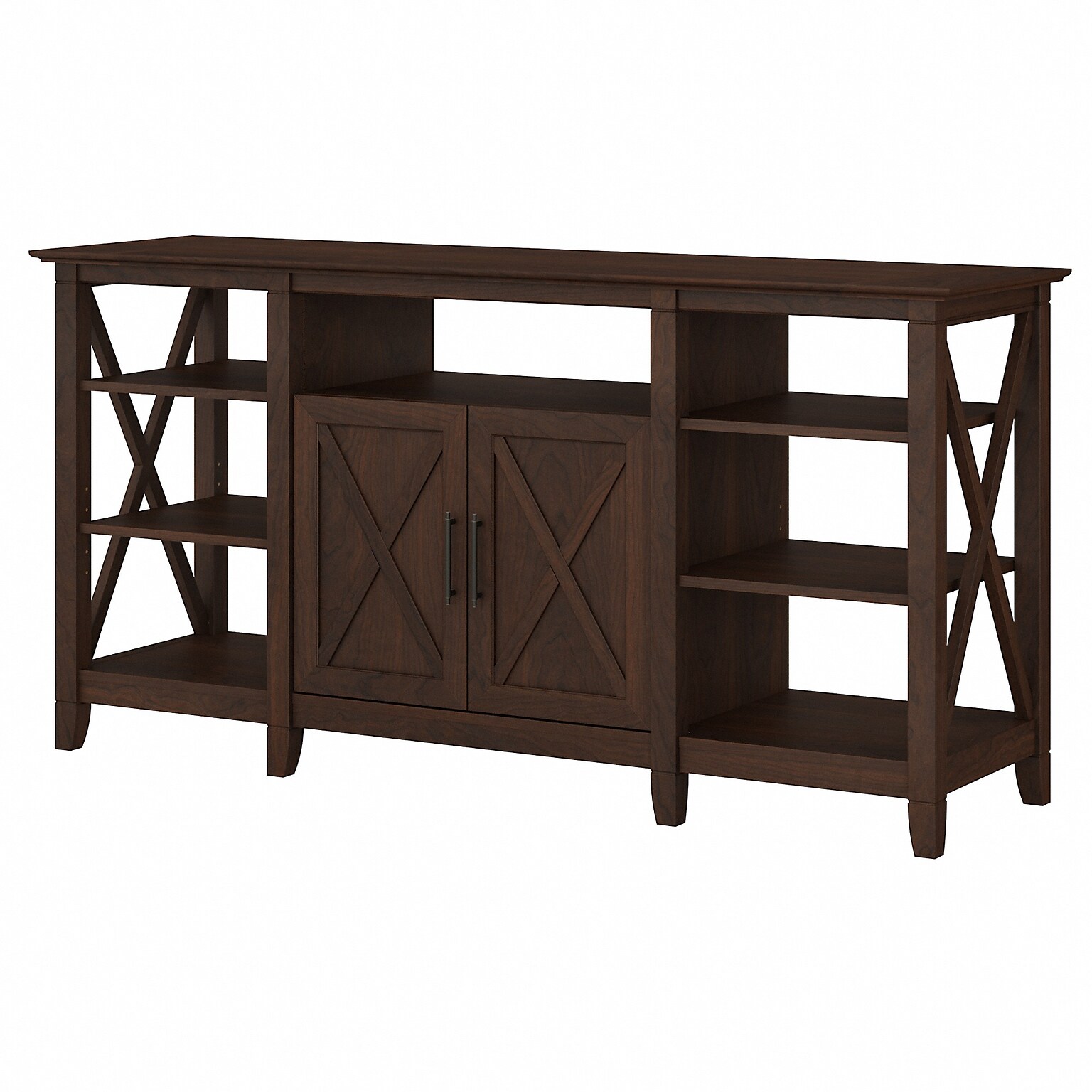 Bush Furniture Key West Manufactured Wood Console TV Stand, Screens up to 65, Bing Cherry (KWV160BC-03)