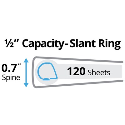 Avery Durable 1/2" 3-Ring View Binders, Slant Ring, White 12/Pack (17002)