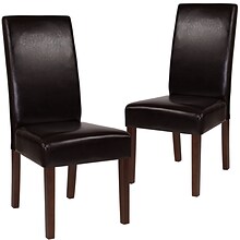 Flash Furniture Greenwich Mid-Century LeatherSoft Parsons Dining Chairs, Brown, 2/Pack (2QYA379061BR