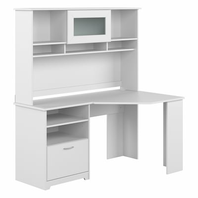 Bush Furniture Cabot 60W Corner Desk with Hutch, White (CAB008WHN)