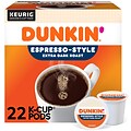 Dunkin Espresso-Style Coffee, Extra Dark Roast, 0.37 oz. Keurig® K-Cup® Pods, 22/Box (5000367616)