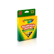 Crayola Anti-Roll Triangular Crayons, Assorted Colors, 8/Box, 24 Boxes/Carton (52-4008CT)