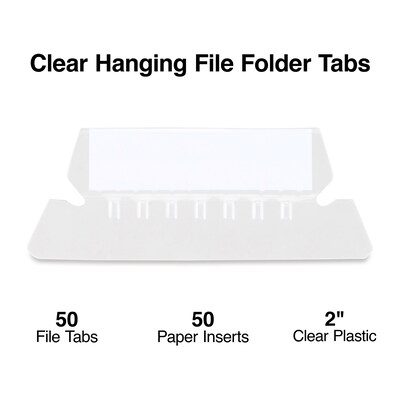 Staples® Hanging File Folder Tabs, Clear, 50/Pack (ST10987-CC)