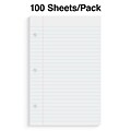 Staples® College Ruled Filler Paper, 5.5 x 8.5, 3-Hole Punched, White, 100 Sheets/Pack (ST12301D)