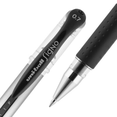 uniball Gel Grip Gel Pens, Medium Point, 0.7mm, Black Ink (65450)