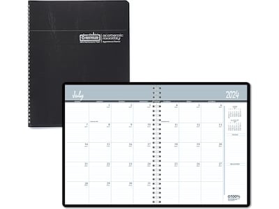 2024-2025 House of Doolittle 8.5 x 11 Academic Monthly Planner, Leatherette Cover, Black (26502-25