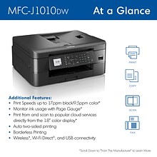 Brother MFCJ1010DW Wireless Color All-in-One Inkjet Printer, Refresh Subscription Eligible