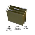 Staples 100% Recycled Reinforced Recycled Hanging File Folder, 1/3-Cut Tab, Letter Size, Standard Gr