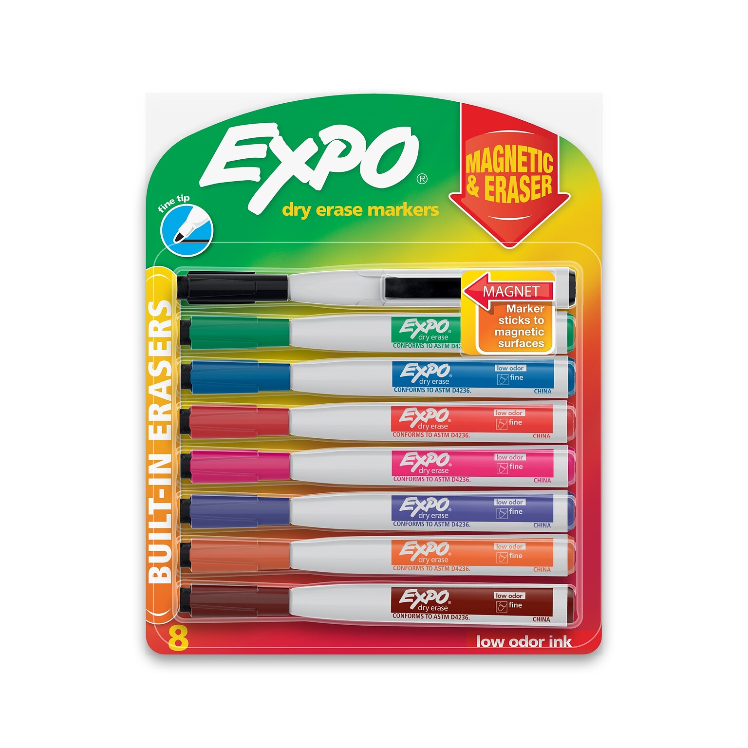 Expo Magnetic Dry Erase Markers, Fine Tip, Assorted, 8/Pack (1944748)