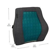 Mind Reader Memory Foam Ergonomic Lower Back Cushion Posture Corrector, Black/Blue (MEMCUSHGL-BLK)