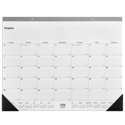 2024-2025 Staples 22 x 17 Academic Monthly Desk Pad Calendar, Gray  (ST59496-23)