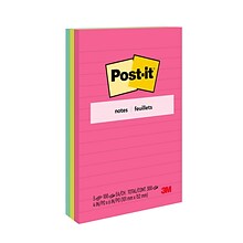 Post-it Notes, 4 x 6, Poptimistic Collection, Lined, 100 Sheet/Pad, 3 Pads/Pack (6603AN)