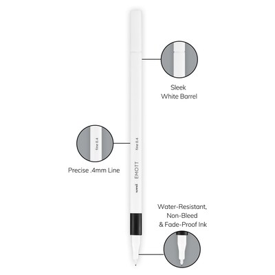 uni EMOTT Fine Line Marker Pens, Fine Point, 0.4mm, Assorted Inks, 10/Pack (24836)