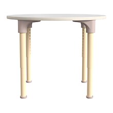 Flash Furniture Bright Beginnings Hercules 33 Round Table, Height Adjustable, White/Beech (MK-ME088