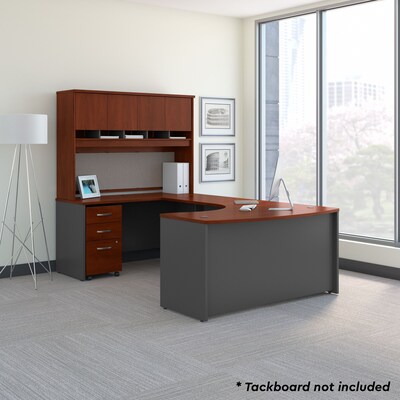Bush Business Furniture Westfield 60W Left Handed U Shaped Desk w/ Hutch and Storage, Hansen Cherry