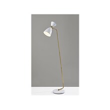 Adesso Oscar 59 Matte White/Antique Brass Floor Lamp with Cone Shade (4283-02)