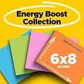 Post-it Super Sticky Notes, 8 x 6, Energy Boost Collection, 45 Sheet/Pad, 4 Pads/Pack (6845SSP)