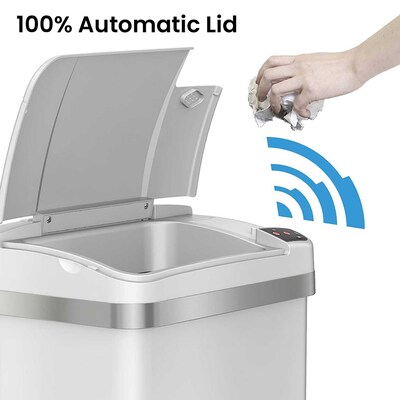iTouchless Automatic Touchless Sensor Trash Can with Odor Filter and Fragrance – 4 Gallon - White