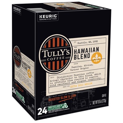 Tully's Hawaiian Blend Coffee Keurig® K-Cup® Pods, Medium Roast, 24/Box (6606)