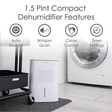 Crane 1.27-Pint Portable Dehumidifier, 2-Speed, Covers up to 300 sq. ft., White (EE-1000)