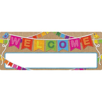 Ashley Productions Smart Poly™ Welcome Banner, 9 x 24, Burlap Stitched, Pack of 10 (ASH91903BN)