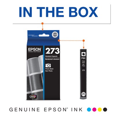 Epson T273 Photo Black Ink Cartridge, Standard (T273120-S)