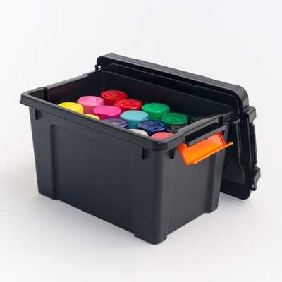 Iris 22 Quart Heavy Duty Store-It-All Plastic Latching Storage Tote, Black (500214)