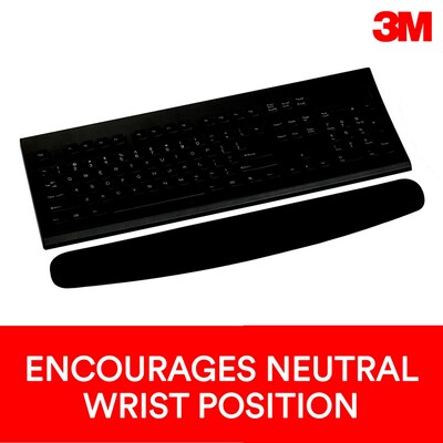 3M™ Foam Wrist Rest for Keyboards, Black, Durable Fabric Cover, Anti-microbial Product Protection (WR209MB)