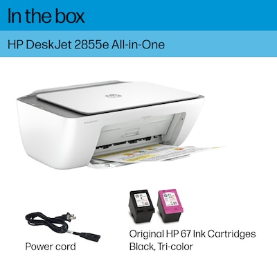 HP DeskJet 2855e Wireless All-in-One Color Inkjet Printer, Scanner, Copier, Best for Home, 3 Months of Ink Included (588S5A)