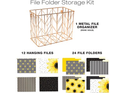 Global Printed Products Deluxe Designer Sunflower Hanging File Folder Kit, 1/3-Cut Tab, Letter Size,