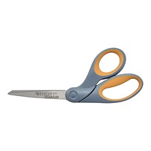 Westcott Titanium Bonded 8 Titanium Heavy Duty General Purpose Scissor, Sharp Tip, Gray/Yellow (137