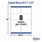 Avery TrueBlock Laser Shipping Labels, 2-1/2" x 4", White, 8 Labels/Sheet, 100 Sheets/Box, 800 Labels/Box (5817)