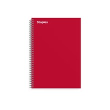 Staples Premium 3-Subject Notebook, 5.88 x 9.5, College Ruled, 138 Sheets, Red (ST58353)