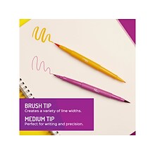 Paper Mate Flair! DUAL Calligraphy Pens, Brush/Medium Tips, Assorted Colors, 16/Pack (2181607)